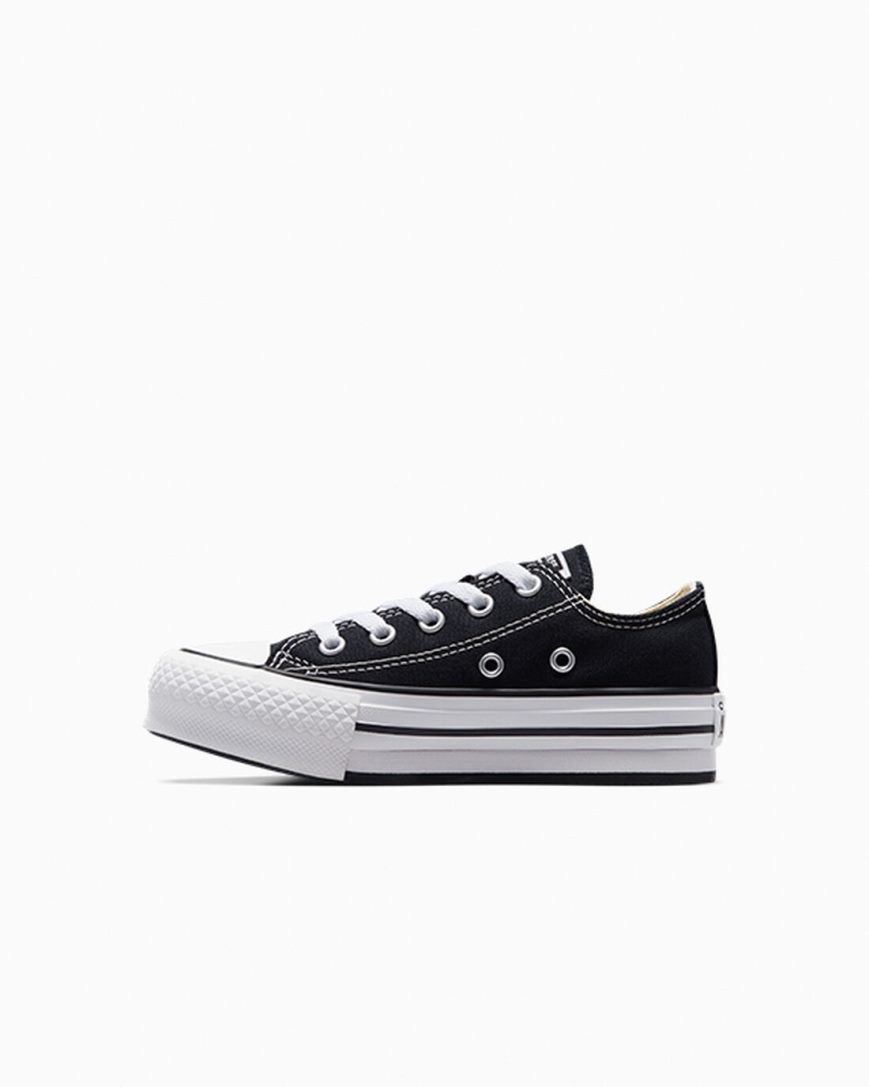 Zapatos Plataforma Converse Chuck Taylor All Star Lift Bajas Niña Negras Blancas Negras | PE 0LP8E2